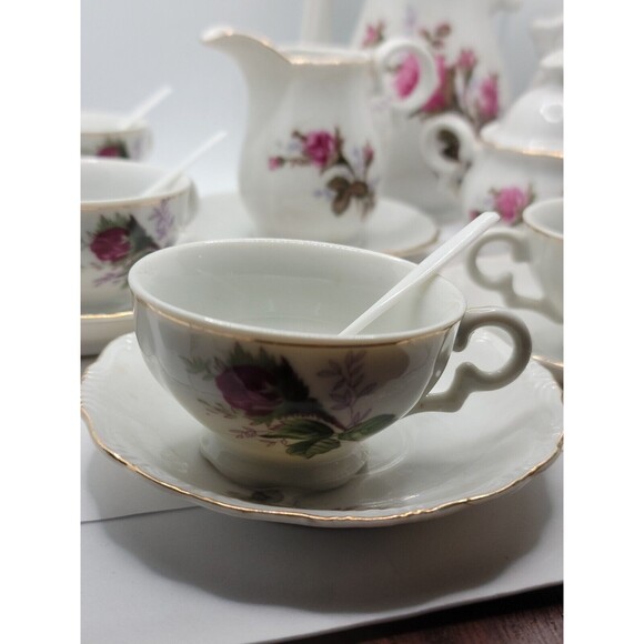 Royal Sealy Moss Rose China Mini Teapot, Creamer & Sugar w/Lid Made in Japan - Picture 16 of 16